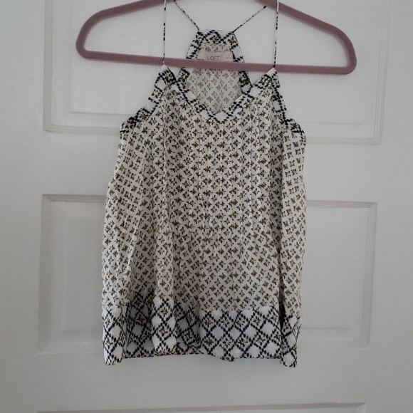 LOFT White Pleated Halter Tank Top sz XS - Picture 1 of 2